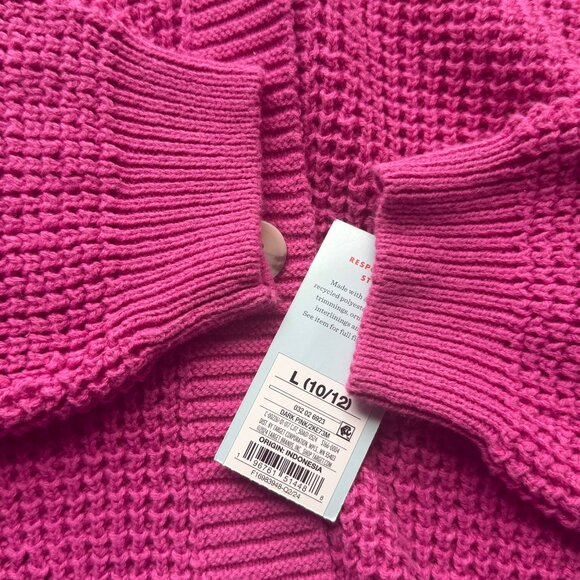 Cat & Jack Girls Button Cardigan Knit Sweater Pink Size Large 10/12 - Picture 5 of 6